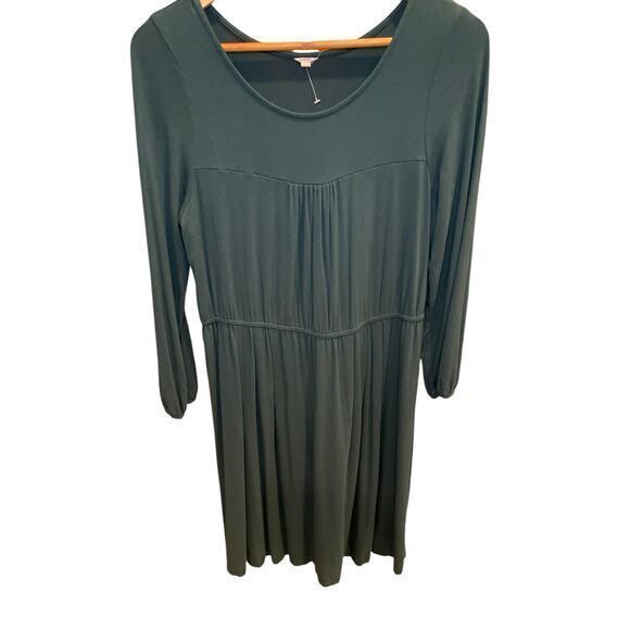 EUC J.‎ Crew Deep Jade Hunter Green Longsleeve Knee Length Scoop Neck Dress - Picture 2 of 11